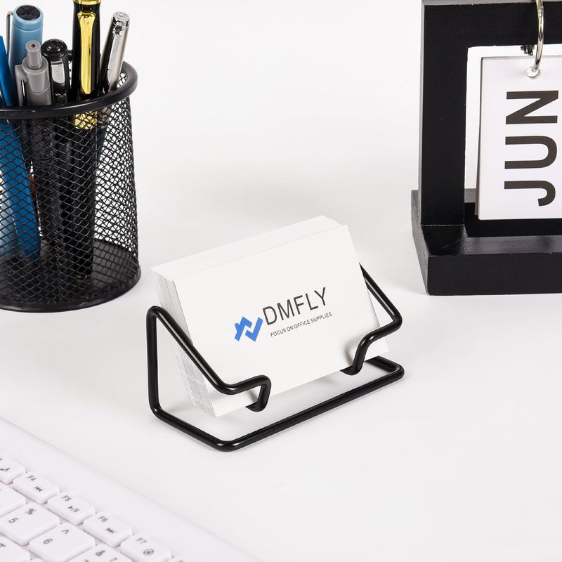 DMFLY Business Card Holder for Desk, Metal Cute Card Display Stand, Compatible with Various Countertops, Horizontal Black - Image 5